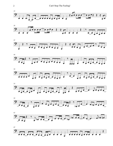 Cant Stop The Feeling Original Easy Key Of C Tuba Page 2