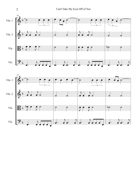 Cant Take My Eyes Off Of You For String Quartet Easy Intermediate Page 2