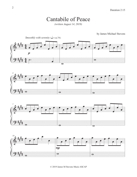 Cantabile Of Peace Piano Solo Page 2