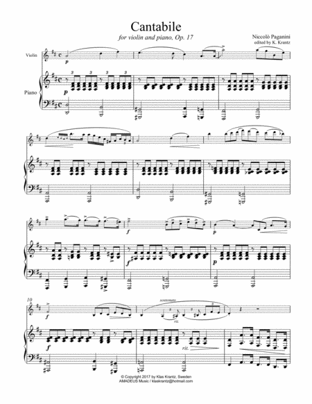 Cantabile Op 17 For Violin And Piano Page 2