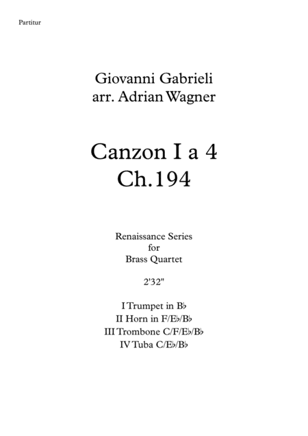 Canzon I A 4 Ch 194 Giovanni Gabrieli Brass Quartet Arr Adrian Wagner Page 2