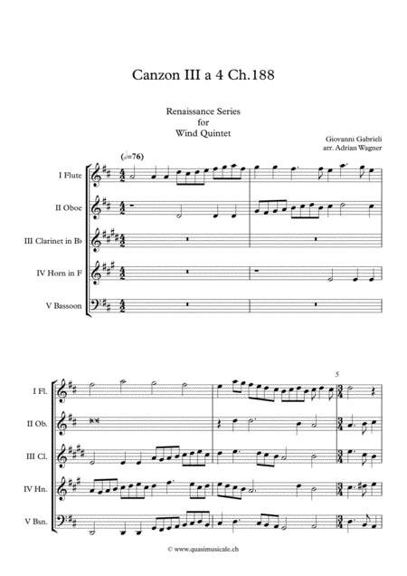 Canzon Iii A 4 Ch 188 Giovanni Gabrieli Wind Quintet Arr Adrian Wagner Page 2