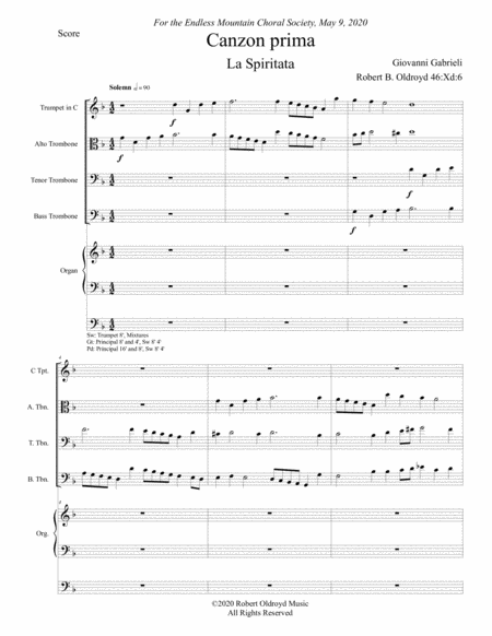 Canzona Per Sonare No 1 For Brass Quartet And Organ Page 2