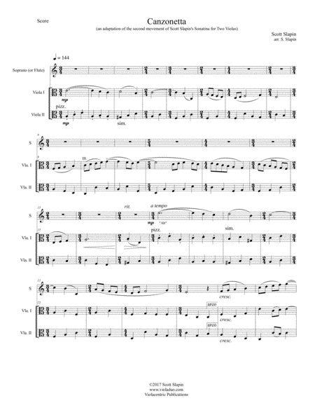 Canzonetta For Soprano Or Flute And Two Violas Page 2