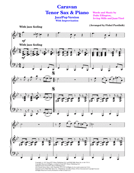 Caravan For Tenor Sax And Piano Jazz Pop Version With Improvisation Page 2