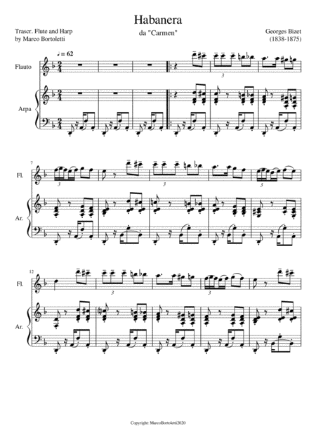 Carmen Habanera Trascription For Flute And Harp Page 2