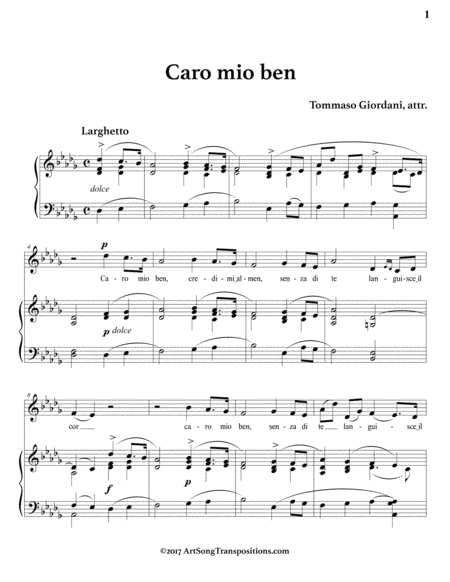 Caro Mio Ben D Flat Major Page 2