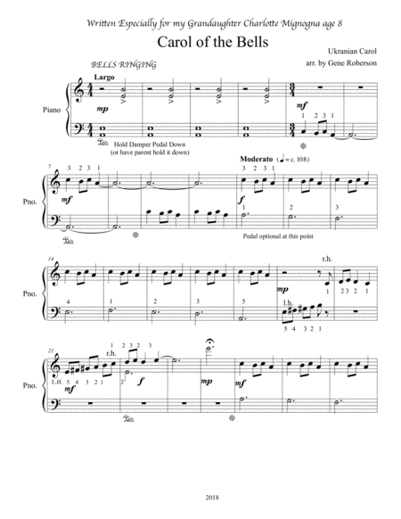 Carol Of The Bells Easy Piano Version Page 2