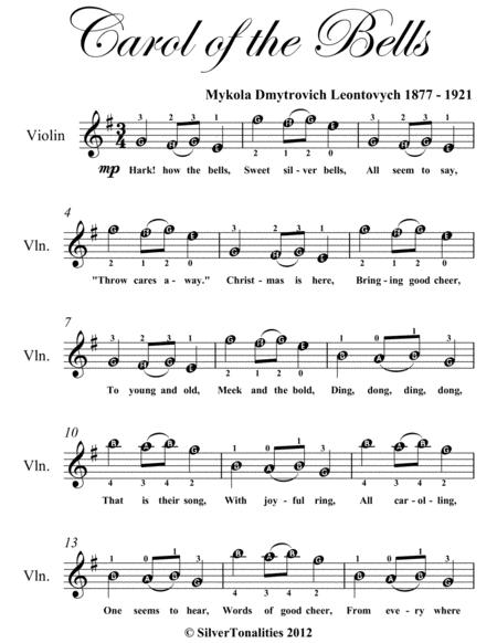 Carol Of The Bells Easy Violin Sheet Music Page 2