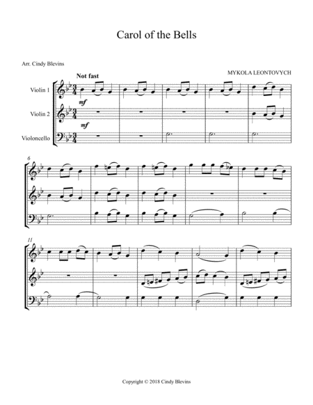 Carol Of The Bells For Two Violins And Cello Page 2