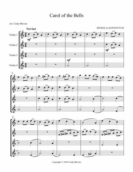 Carol Of The Bells For Violin Quartet Page 2