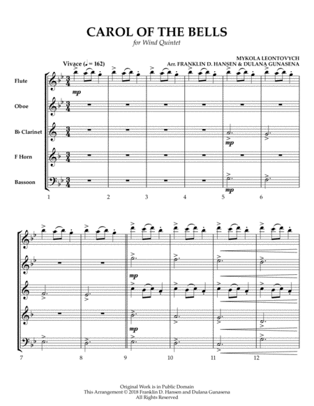 Carol Of The Bells For Wind Quintet Page 2