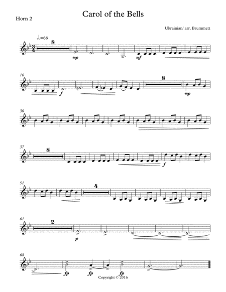 Carol Of The Bells Horn Quartet Page 2