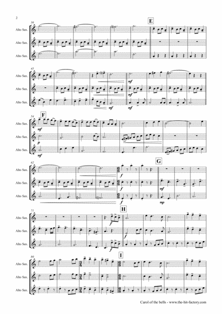 Carol Of The Bells Pentatonix Style Alto Saxophone Trio Page 2