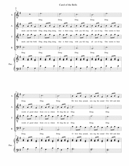 Carol Of The Bells Satb Piano Page 2