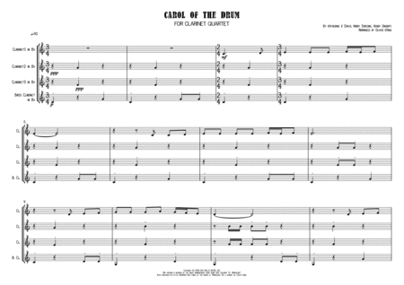Carol Of The Drum For 4 Clarinets Page 2