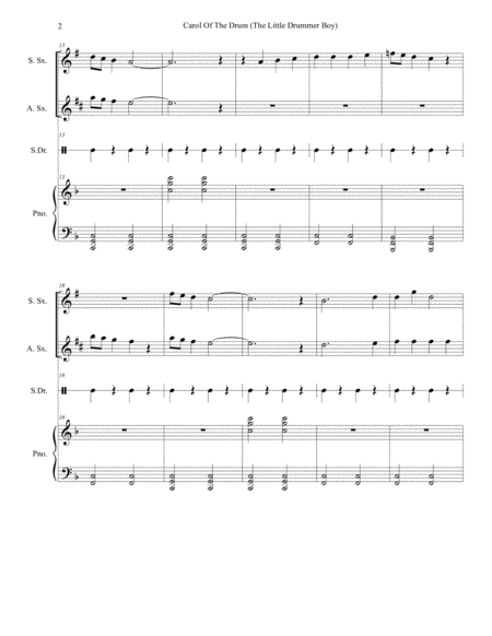 Carol Of The Drum The Little Drummer Boy Duet For Soprano Alto Saxophone Page 2