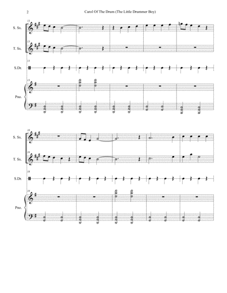 Carol Of The Drum The Little Drummer Boy Duet For Soprano Tenor Saxophone Page 2