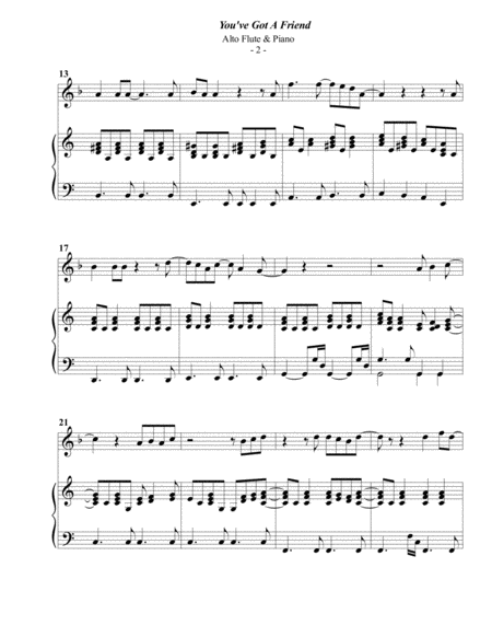 Carole King You Ve Got A Friend For Alto Flute Piano Page 2