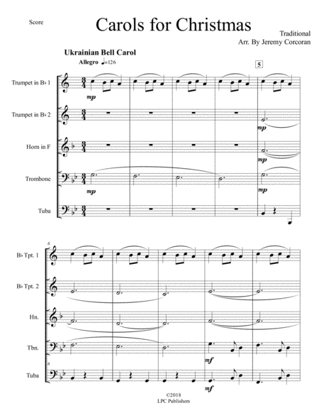 Carols For Christmas A Medley For Brass Quintet Page 2