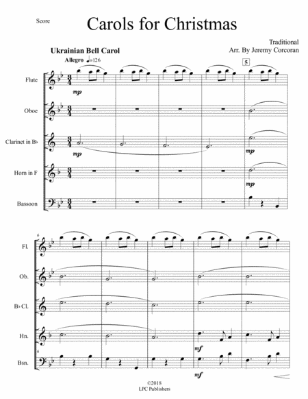 Carols For Christmas A Medley For Woodwind Quintet Page 2