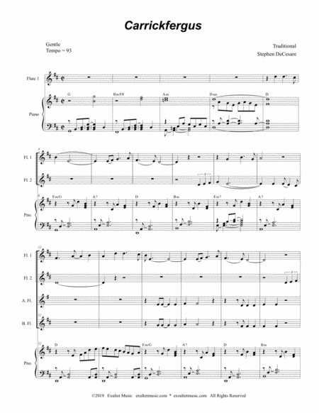 Carrickfergus For Flute Choir And Piano Page 2