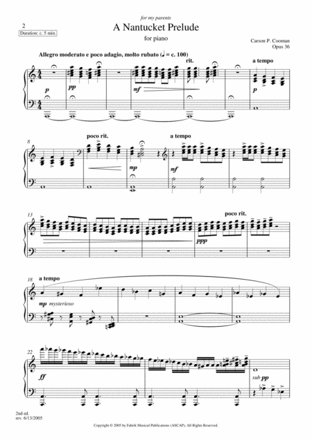 Carson Cooman A Nantucket Prelude 1996 For Piano Page 2