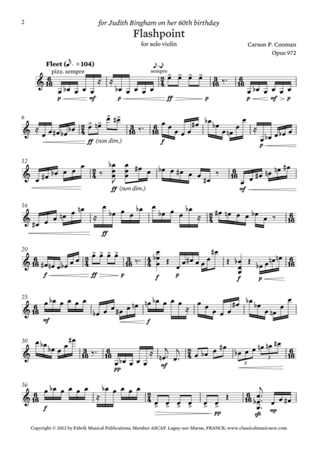 Carson Cooman Flashpoint 2008 For Solo Violin Page 2