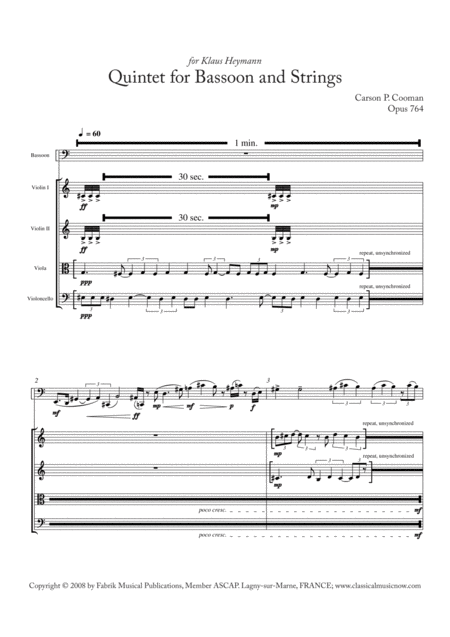 Carson Cooman Quintet For Bassoon And Strings 2005 08 For Bassoon And String Quartet Page 2