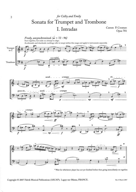 Carson Cooman Sonata For Trumpet In C And Trombone Page 2