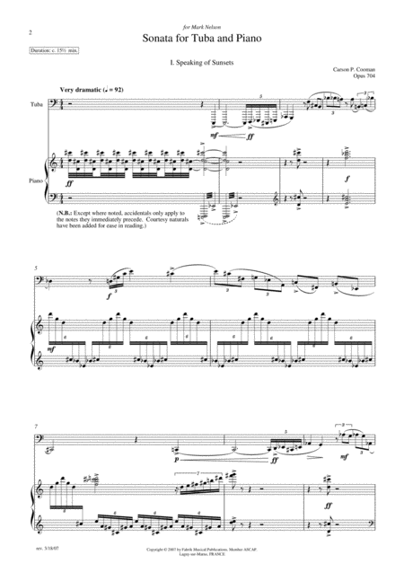 Carson Cooman Sonata For Tuba And Piano 2007 Page 2