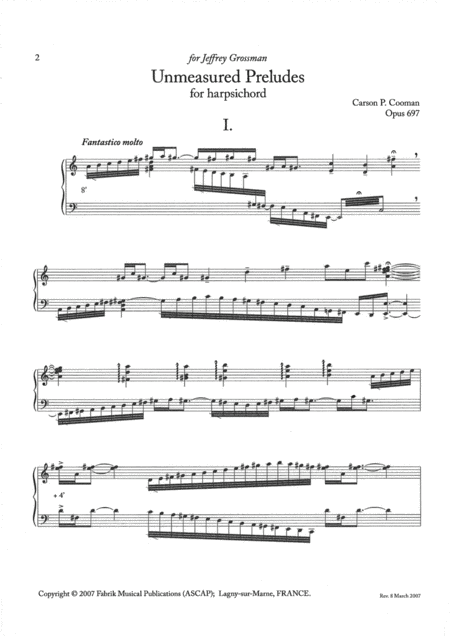 Carson Cooman Unmeasured Preludes 2006 For Harpsichord Page 2