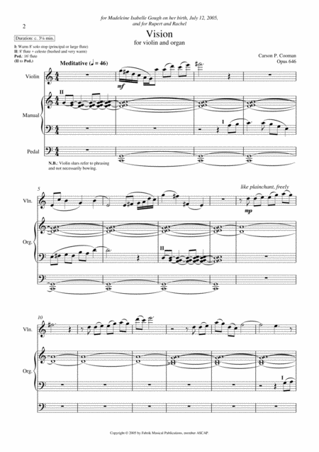 Carson Cooman Vision 2005 For Violin And Organ Page 2