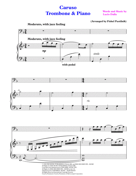 Caruso For Trombone And Piano Jazz Pop Version Page 2