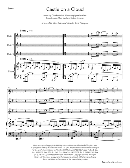 Castle On A Cloud Arranged For Three Flutes And Piano Page 2