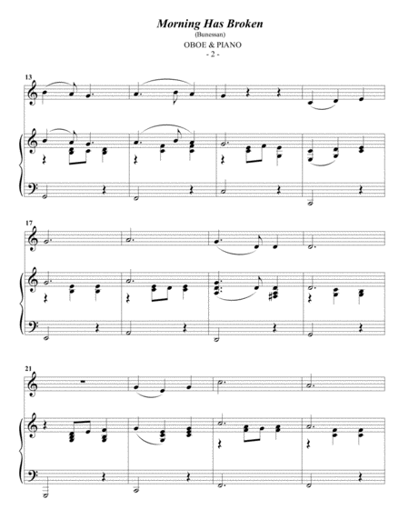 Cat Stevens Morning Has Broken For Oboe Piano Page 2