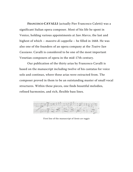 Cavalli Francesco Sento Un Raggio Di Vago Diletto Aria From The Cantata Arranged For Voice And Piano G Major Page 2