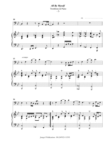 Celine Dion All By Myself For Trombone Piano Page 2