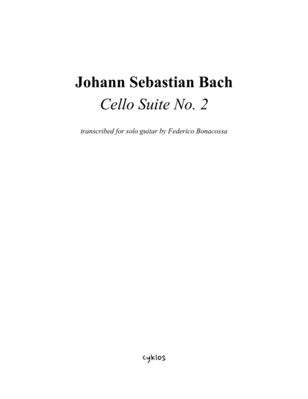 Cello Suite No 2 Transcribed For Guitar By Federico Bonacossa Page 2