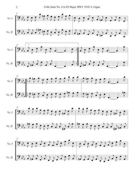 Cello Suite No 4 Bwv 1010 6 Gigue Page 2
