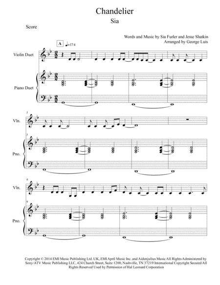 Chandelier For Duet Violin And Piano Page 2