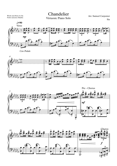 Chandelier Virtuosic Piano Solo Page 2