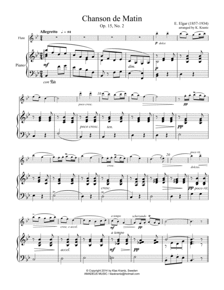 Chanson De Matin Op 15 No 2 For Flute And Piano Page 2