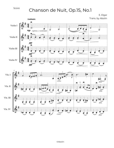 Chanson De Nuit By Elgar Arr For 4 Violins Page 2