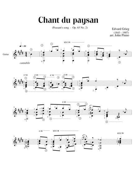 Chant Du Paysan Peasants Song For Solo Classical Guitar Page 2