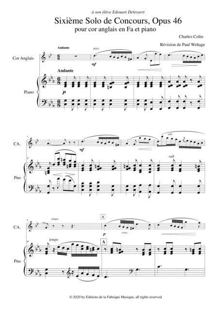 Charles Colin Sixime Solo De Concours Opus 46 Arranged For English Horn And Piano Page 2