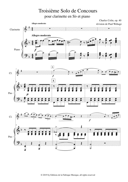 Charles Colin Solo De Concours No 3 Opus 40 Arranged For Bb Clarinet And Piano Page 2