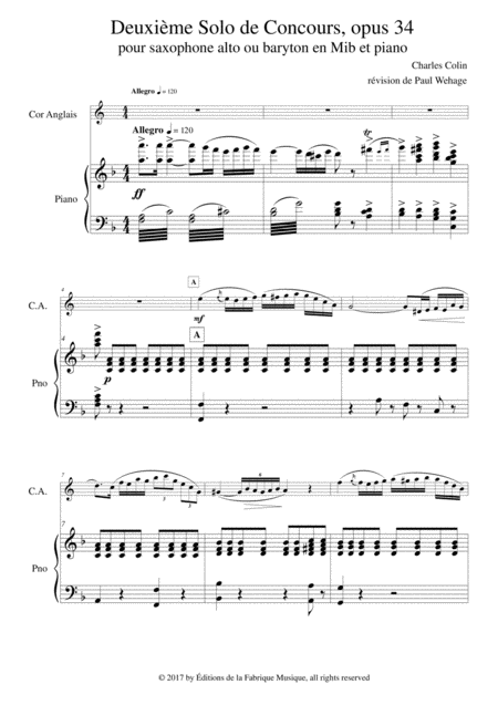 Charles Colin Solo De Concours Opus 34 Arranged For English Horn And Piano Page 2