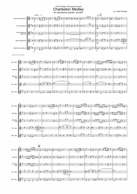 Charleston Medley Saxophone Quartet Quintet Score Page 2