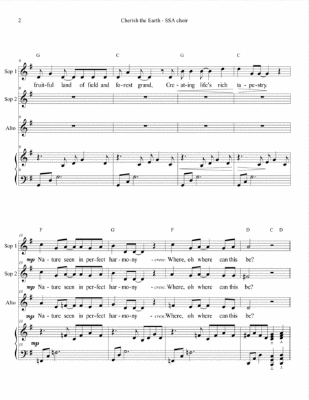 Cherish The Earth Ssa Choir And Piano Page 2